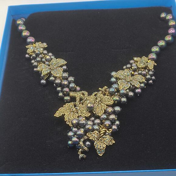 Heidi Daus Jewelry - Vintage Heidi Daus Necklace Grape Cluster Vines Rhinestones